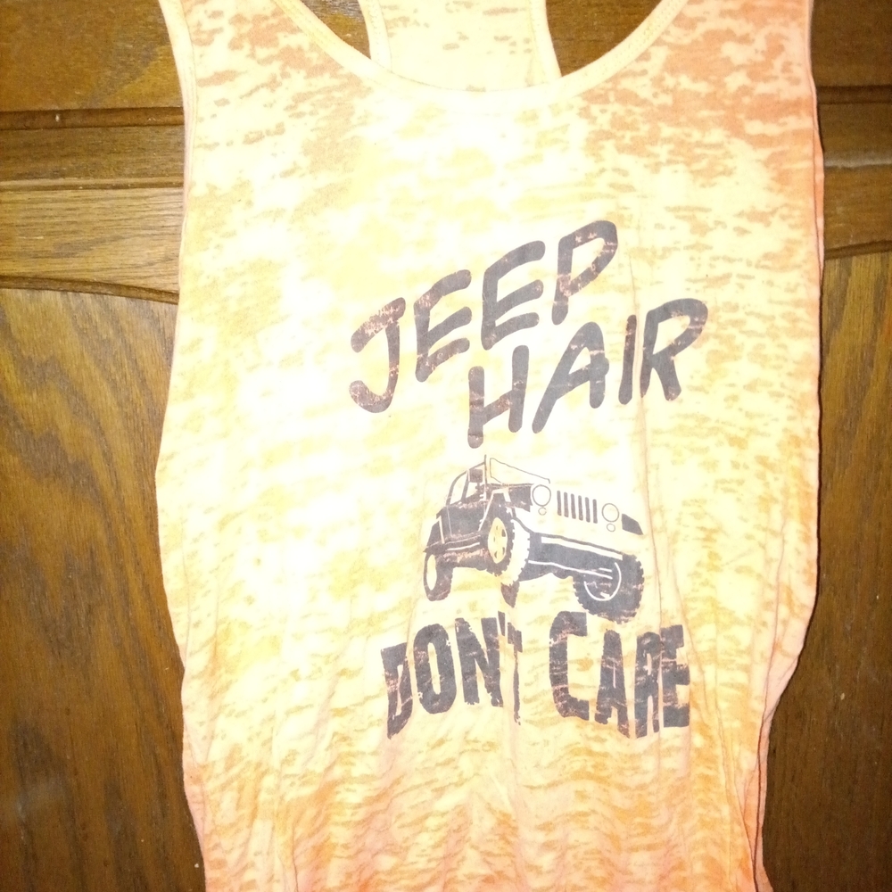 Orange Graphic Tank Top Jeep Hair Don't Care